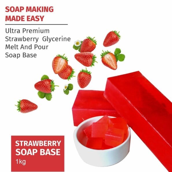 Natural Herbal Strawberry Soap For Soap Making Transparent Melt Pour Glycerine Soap Base, Pure Organic & Natural, SLS, Paraben Free