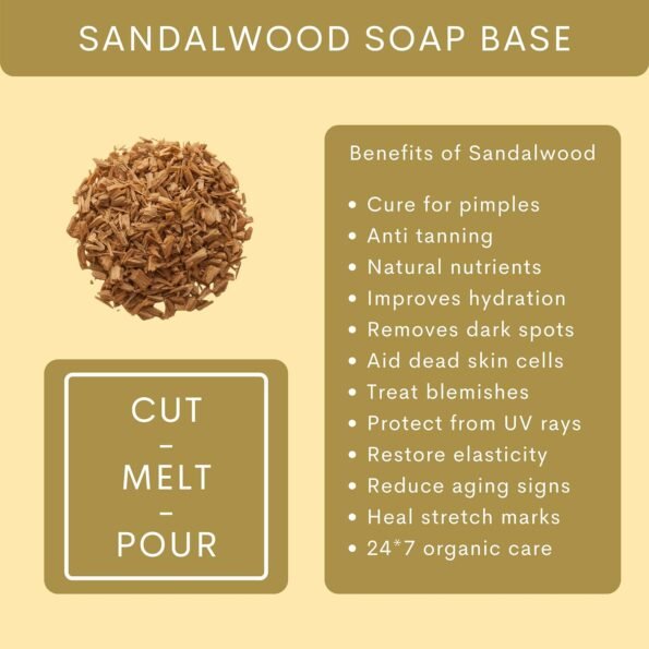 Premium & Luxurious Sandalwood soap base 100% Pure, Natural Colour Exotic Herbs & Aroma,Organic Additives